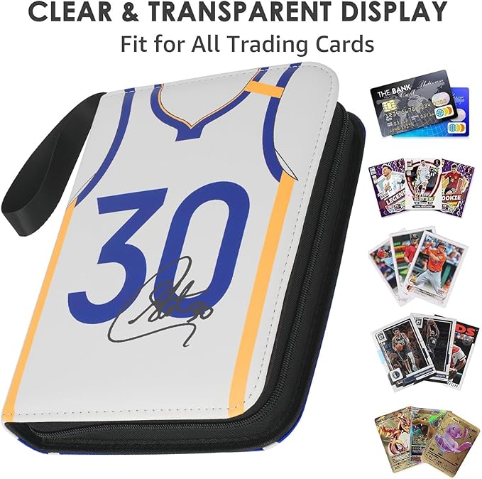 HBK Basketball Card Binder 900 Pockets, PU Leather Collectible Trading Card Albums with 50 Removable Sleeves, 3- Ring Basketball Cards Organizer for Kids & Collector (CR30)