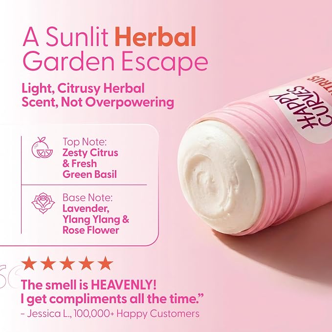 HAPPY CURVES All Over Whole Body Deodorant for Women - Aluminum-Free - Invisible All Day Layer of Full Body Protection for Long Lasting Odor Control, Sensitive Skin, & Private Parts - Herbal Citrus