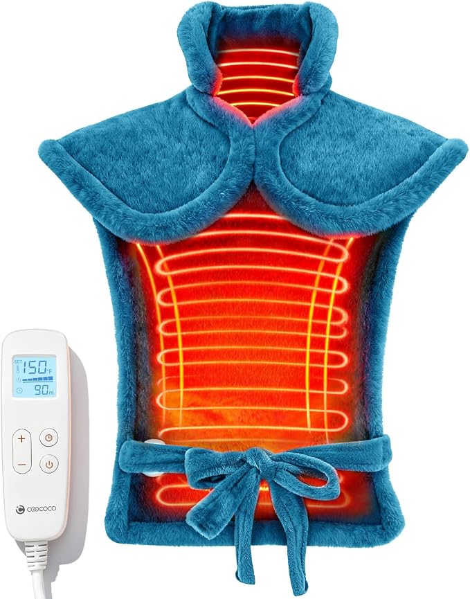 CooCoCo Heating Pad for Neck and Shoulders and Back Pain Relie, FSA Eligible, 24"x33" Electric Heat Pad, Auto Shut Off, ETL Certified, Blue
