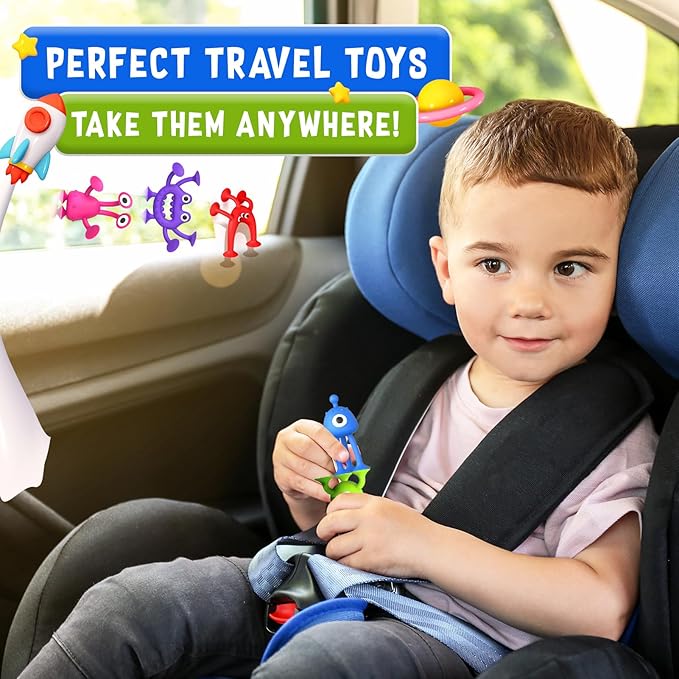 Baby Bath Toys Suction Toy: No Hole Bath Toy for Baby Toddlers - Kids Mini Sensory Fidget Suction Cup Toys for Boys Girls - Window Building Toy Gifts Easter Basket Stuffers Egg Fillers (Ages 3+)