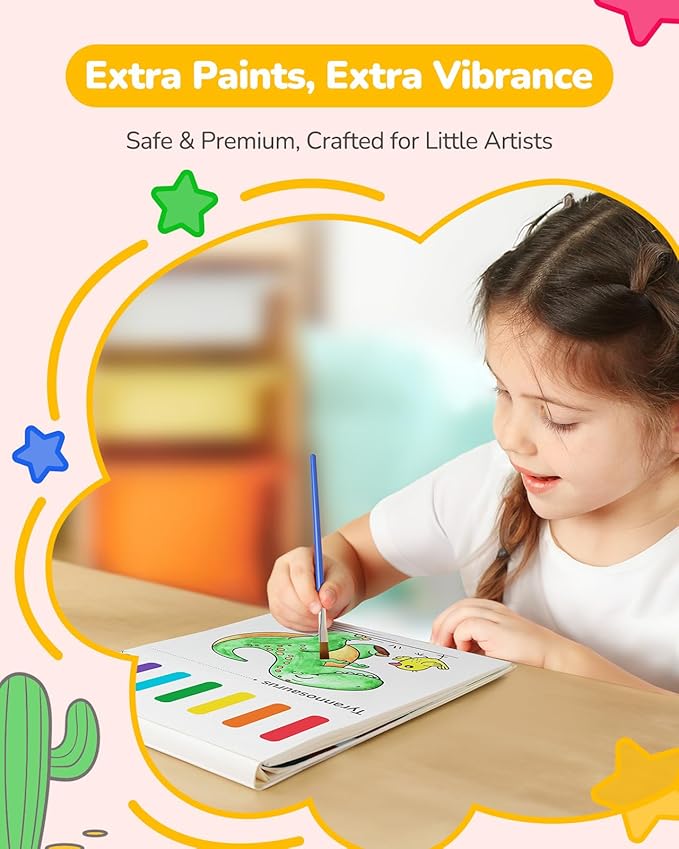 TECJOE 3 Pack Paint with Water Coloring Books for Toddlers, Watercolor Paint Set with 6 Brushes, Mess Free Painting for Kids Ages 4-8, Birthday Gifts Arts & Crafts Toy - Traffic, Sea, Dinosaur