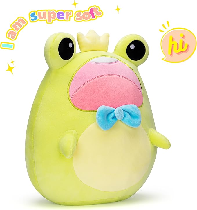 Original 13.5-inch Large Frog Plush Pillow Stuffed Animal Toy,Big Size Cute Soft Toys Fat Kawaii Pillows Cuddle Plushie,Gift for Kids Girls Children