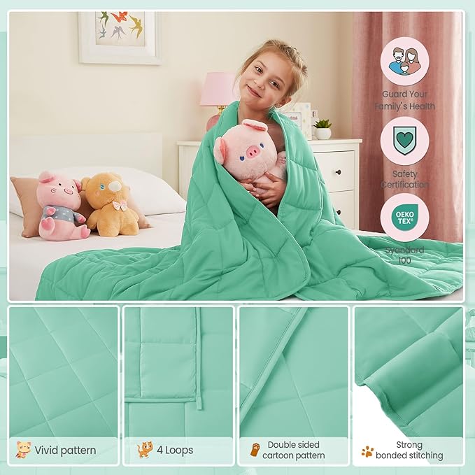 Weighted Blanket - 3 lbs Green Heavy Blanket - Small Size Breathable Lap Blanket(36"x48", 3 lbs)
