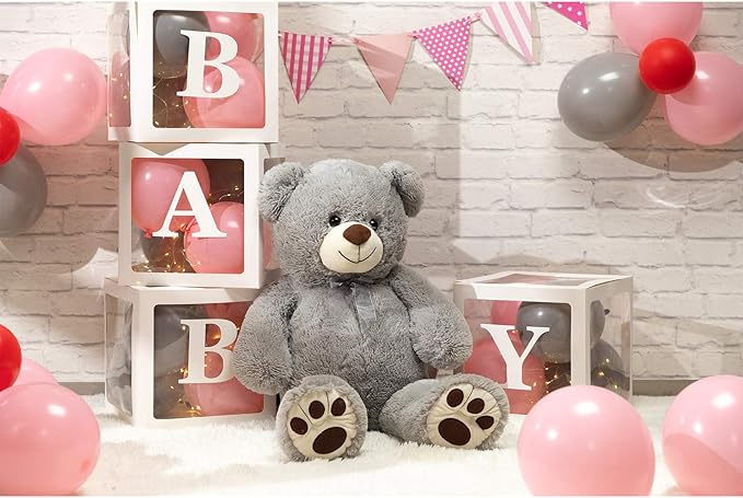 HollyHOME Teddy Bear Stuffed Animal Plush Giant Teddy Bears with Footprints Big Bear 36 inch Gray