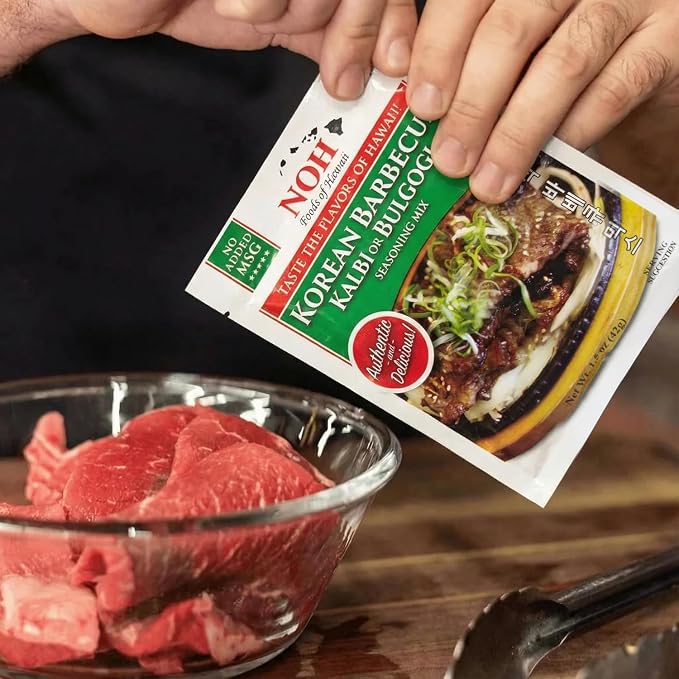 NOH Korean Barbecue (Kal Bi or Bulgogi) Seasoning Mix, 1.5 oz Packet (Pack of 12) - Authentic and Delicious Korean BBQ Seasoning for Sweet & Savory Kalbi (Galbi) or Bulgogi - No Added MSG - Made in USA