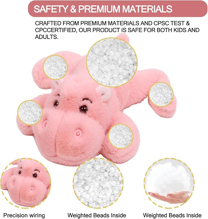 Hippo Stuffed Animal Plush Cute Hippo Plush Toy Ultra Soft Hippo Gifts for Kids Girls Boys 7.8in