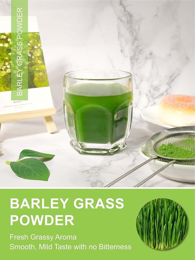 TeeLux Barley Grass Powder, 16oz, Mild & Smooth Taste, Ideal for Smoothies, Juices, Drinks, Hot or Iced Tea