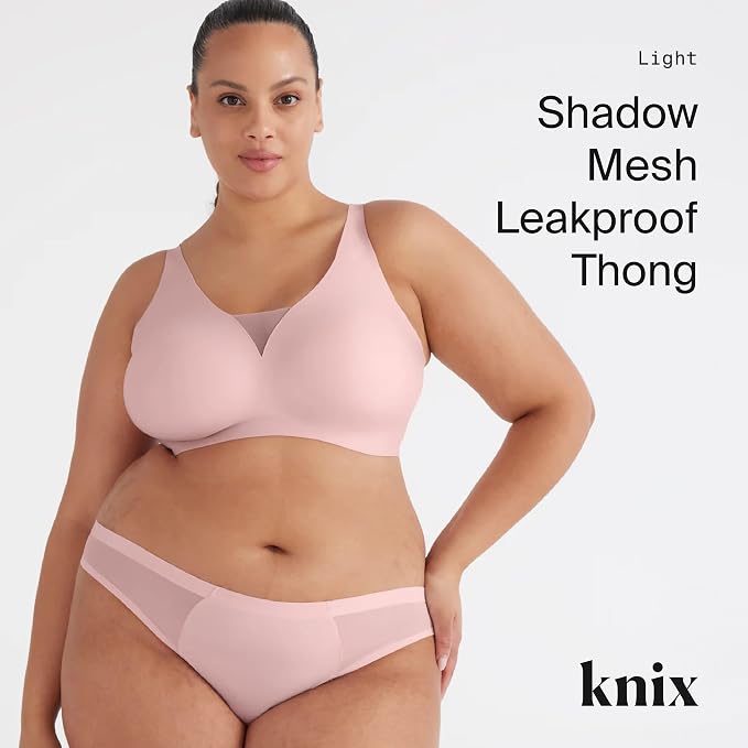 KNIX Women Leakproof Period Underwear Mesh Thong – Light Flow Protection, Absorbs 1–3 Regular Tampons, Seamless No-Show