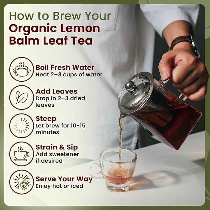 Organic Way Lemon Balm Leaf Whole (Melissa officinalis) - Herbal Tea | Organic & Kosher Certified | Vegan | Raw, Non GMO & Gluten Free | USDA Certified | Origin - Albania (1/4LBS / 4Oz)