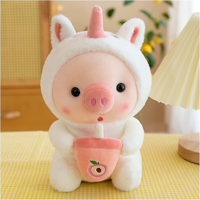 Pig Plush Pillow Pig Dressed Up As Frogs Tigers Rabbits Cute Plush Pillow Gifts for Boy Girl (12.9 in, White)