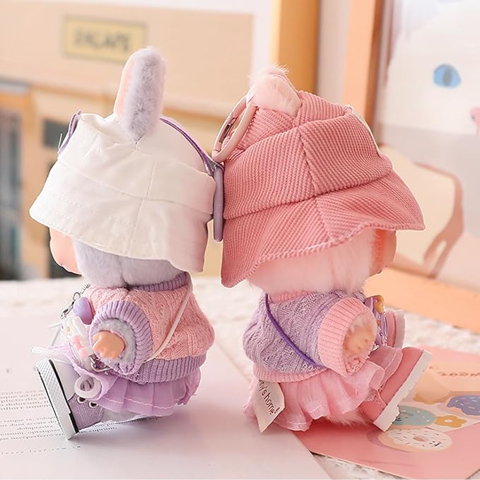Designer Clothes for Dolls Accessories15cm /17cm Doll Clothing Set Replacement Pink Outfit 5Pcs Set (Premium Design-Pink)