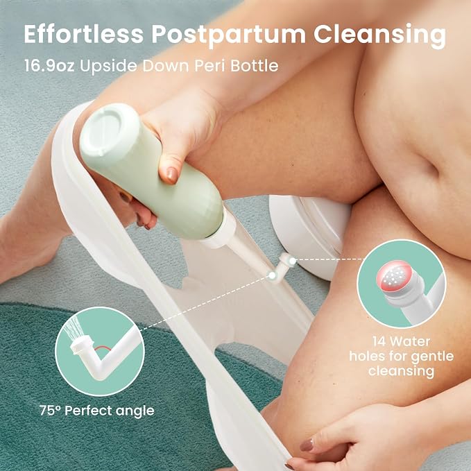 Grownsy 16pc Postpartum Essentials Recovery Kit | Postpartum Kit for Mom & Baby | Includes 4 Disposable Underwear, 2 Ice Packs, Peri Bottle, Perineal Spray, 28 Cooling Pad Liners