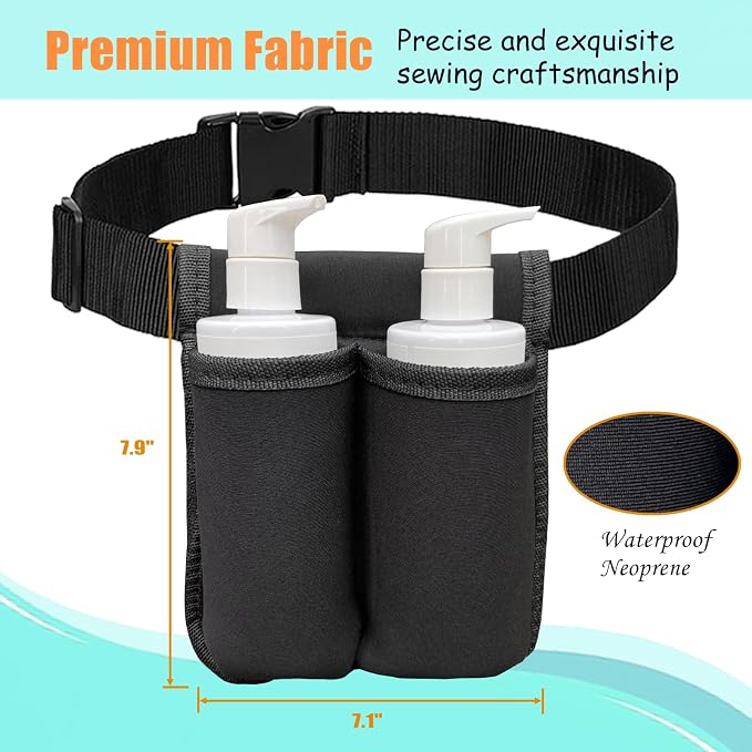 Massage Oil Holster,Portable Therapist Bag with Adjustable Waist Strap,Black Lotion Holder Organizer for Spa Treatments Professionals,Machine Washable (Black, Large, 2)