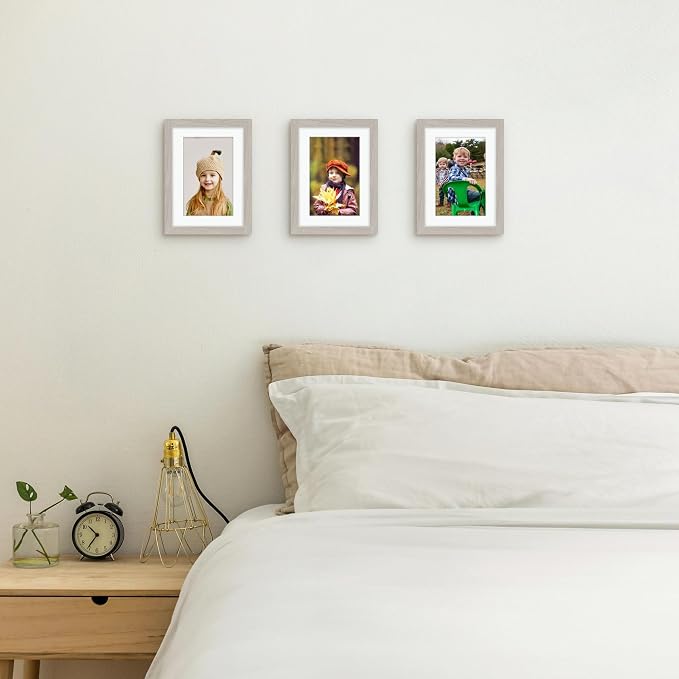 Picrit 5x7 Picture Frame for Wall Mounting or Table Top Display, Set of 12, Display 4x6 with Mat or 5x7 without Mat, Gray