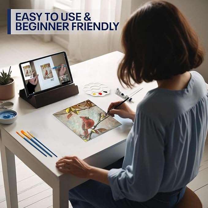 Painting4Real DIY Painting Class Kit for Adults with Video Tutorials: Learn to Paint Cardinal – How to Paint with Acrylics – Painting & Art Supplies – 9 Piece Acrylic Paint Set