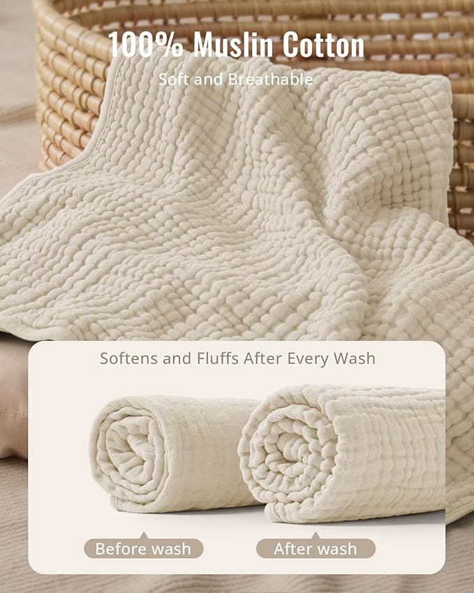 Blissful Diary Muslin Baby Hooded Towel 2 Pack, Soft & Absorbent Bath Towel for Infant, Toddler, Unisex, Baby Gift, Newborn Essentials, Sunny Duck & Gentle Lamb