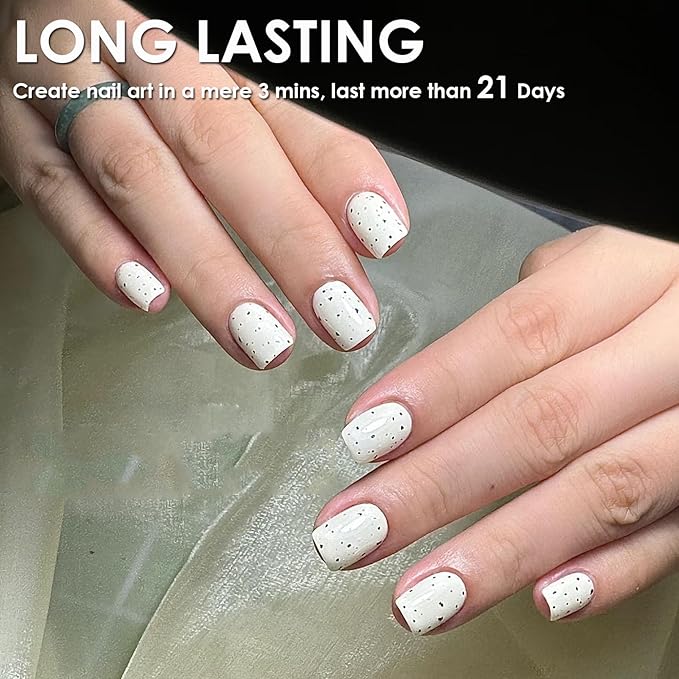 NovaCharm White Nail Polish - Glitter White Nail Polish with Sequins - Air Dry Quick Confetti Pop Holographic Nail Varnish - Chip Resistant Fingernail Polish Gel for Women Manicure DIY