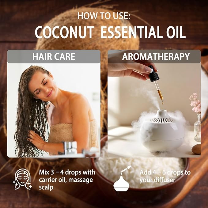 Coconut Essential Oil - Coconut Oil for Diffuser, 16 Fl Oz(480ml) | Candle Making, Soap Making, aroma, Strong Scent, Pure, Natural, Home Fragrance, Massage, Large Bottle