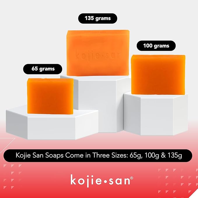 Kojie San Skin Brightening Soap – The Original Kojic Acid Soap that Reduces Dark Spots, Hyper-pigmentation, & other types of skin damage with Flawless Beauty Tag – 100g x 6 Bars
