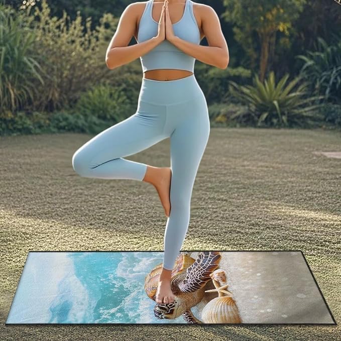 INSTANTARTS Beach Turtle Towel Car Seat Covers Seat Belt Cover Pad Car Seat Towel Cover as Yoga Mat
