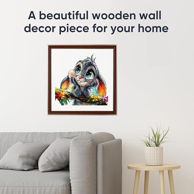 Qiuenisray 500 Piece Easter Puzzles for Adults, Wooden Rabbit Jigsaw Puzzles, FSC Certified Royal Unique Shape Animal Puzzle, Creative Gift for Family Game 17.7x18.1 in