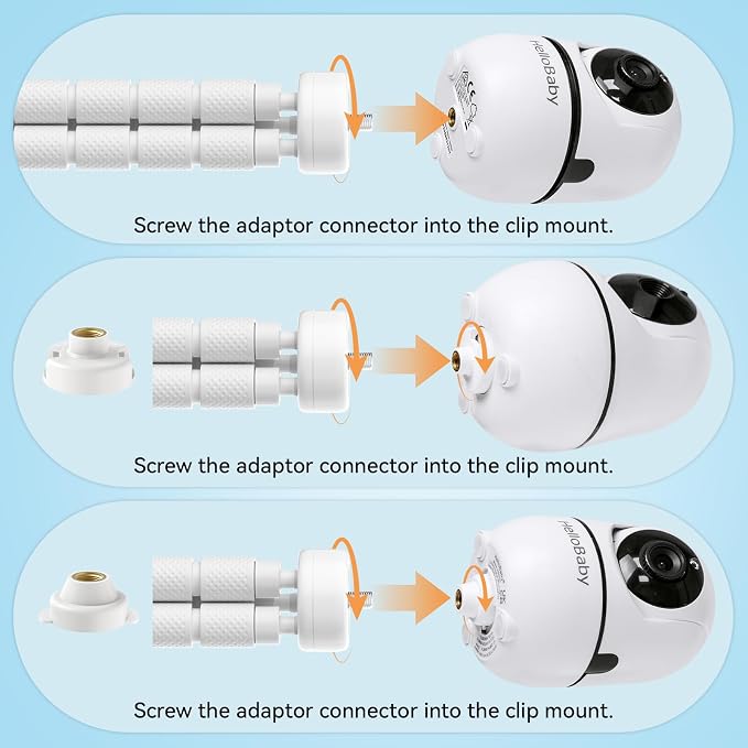 Tripod Baby Monitor Mount for HelloBaby HB6550/ HB6560/ HB65/ HB6351/ HB40/ HB6339/ HB6336, ANMEATE SM935E Monitor, Flexible Baby Camera Stand with 1/4" Screw – Portable, No Drilling