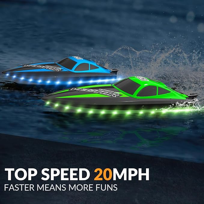 Remote Control Boats for Adult - Boat with LED Lights for Pool&Lakes,2.5GHz RC Racing Boats，Summer Water Toy