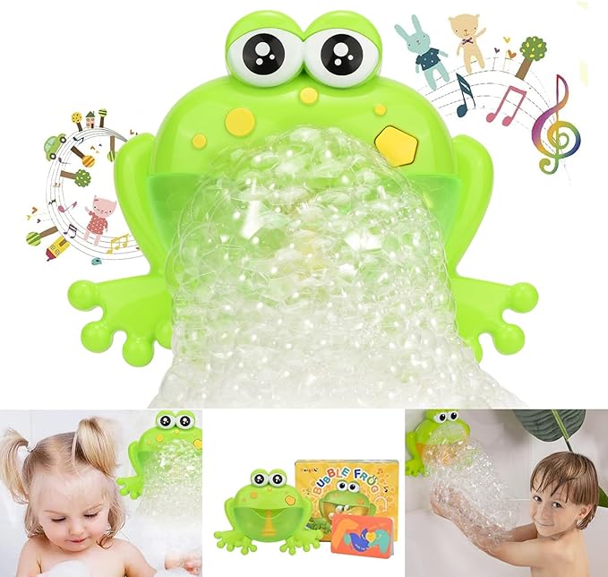 Light Up Baby Bath Bubble Toys,Tub Big Frog Automatic Bubble Maker Blower with 24 Music Baby Fun Shower Toys , for Boys, Girls