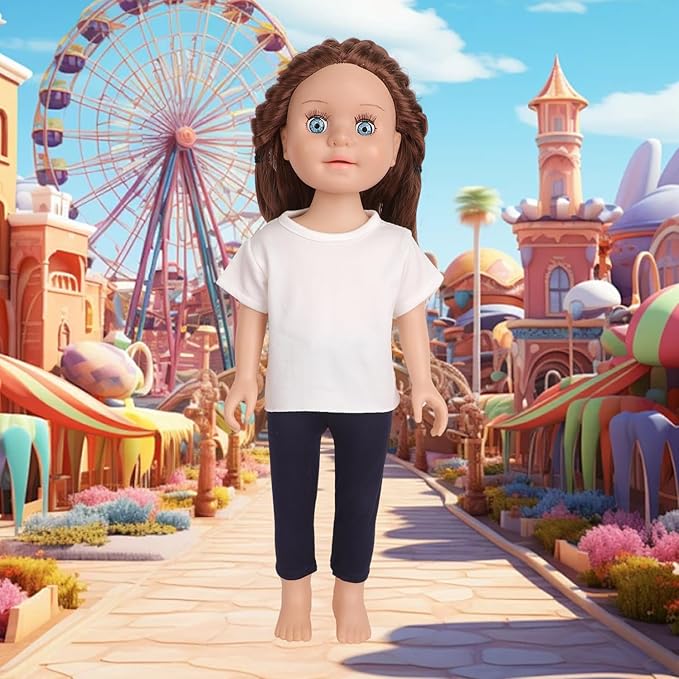 5-Piece Plain White T-Shirts for 17-18 Inch Dolls | DIY Customizable Doll Tees