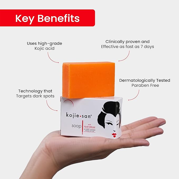 Kojie San Skin and Body Soap 2 Piece Set – Original Kojic Acid, Dark Spot Remover Soap Bar with Coconut & Tea Tree Oil – 65g x 2 Bars & 30g Face Cream