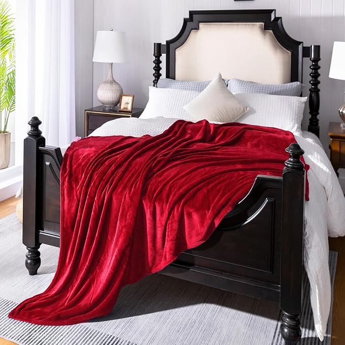 Red Fleece Plush Throw Blanket 60"x80"for Couch Sofa Fuzzy Cozy Flannel | Super Soft Lightweight Microfiber Blanket for Bed Chair bedroom Home Decor All Season,Birthday Gifts for Women Mom Adult