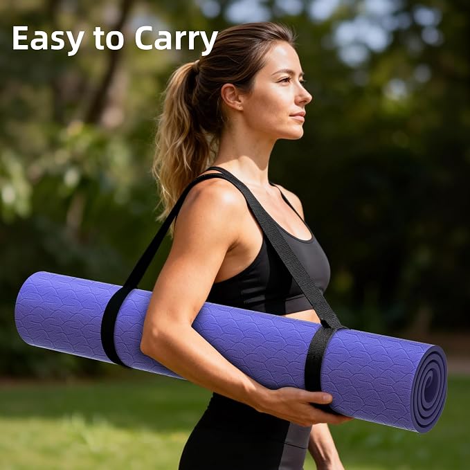 Extra Wide Yoga Mat, 72"x40"x0.4"Thick, Large Exercise Mat, Oversized Non Slip Workout Mat with Strap for Yoga, Pilates, Fitness, Home Gym Studio