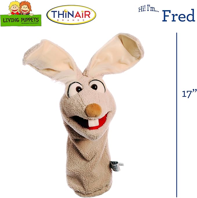 Living Puppets - Fred The 17-Inch Rabbit, Plush Hand Puppet for Boys and Girls