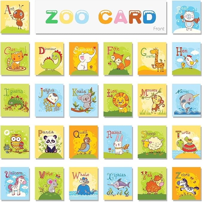 TEYTOY Baby Toy Zoo Series 26pcs Soft Alphabet Cards with Cloth Bag for Over 0 Years