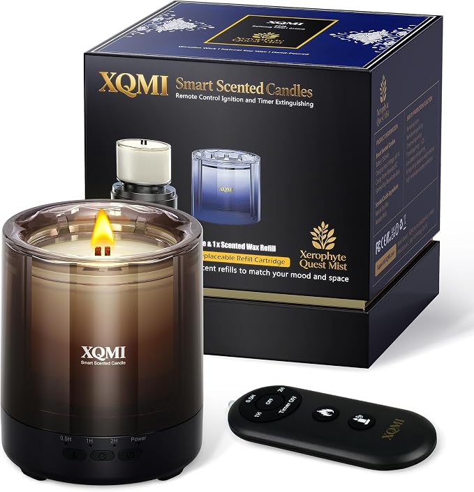 Smart Scented Candle with Remote | Home Decor & Giftable Soy Candles | Pumpkin | Ginger | Cinnamon | Vanilla | 35H Burn Time, Aromatherapy Candle Set, Perfect Holiday Gifts
