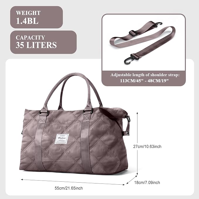 Travel Duffel Bag, Carry On Overnight Weekender Bags for Women | Travel Bag with Wet Pocket & Trolley Sleeve, For Spirit Airlines 18x14x8 Personal Item Bag