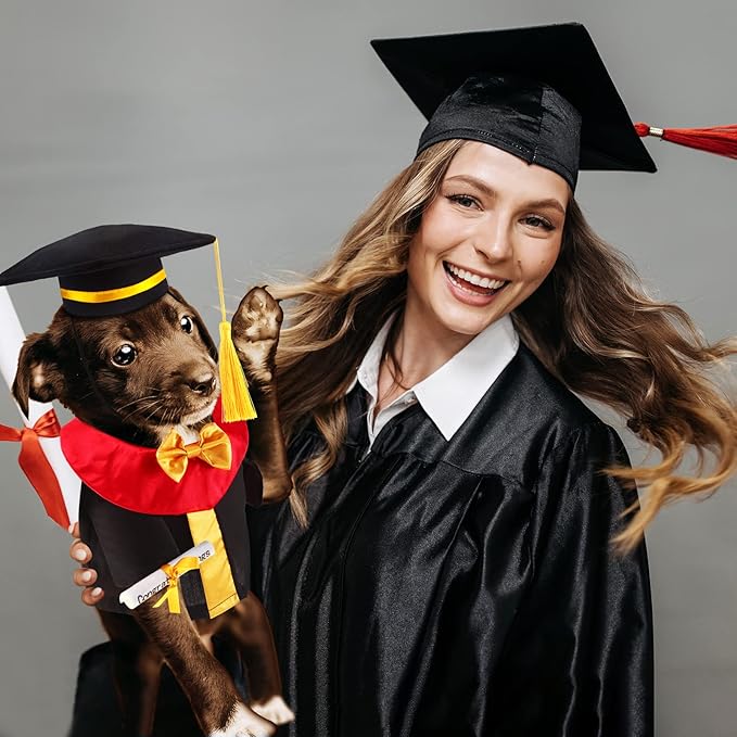 Set of 2 Graduation Teddy Bear Clothes Cap & Gow Outfit Fits Make Your Own Most 8" - 13" Bear Plush Stuffed Animal Outfit Pet Dog Doll Cap and Gown Build a Bear Clothes(Graduation B, Fit 8"-13")