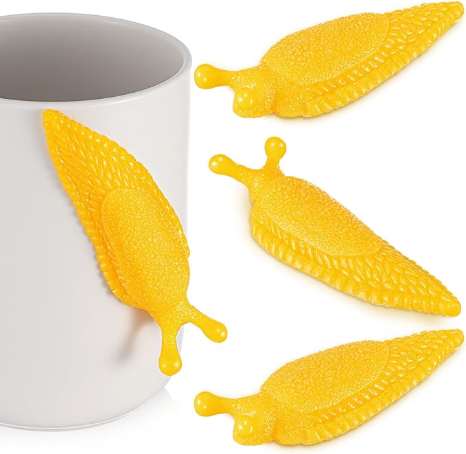 Soulchen 4 Pcs Sticky Banana Slugfest Novelty Sensory Slug Fidget Toy Mini Banana Slug Finger Puppet Slimy Sticky Slugs Tricky Toys for Halloween