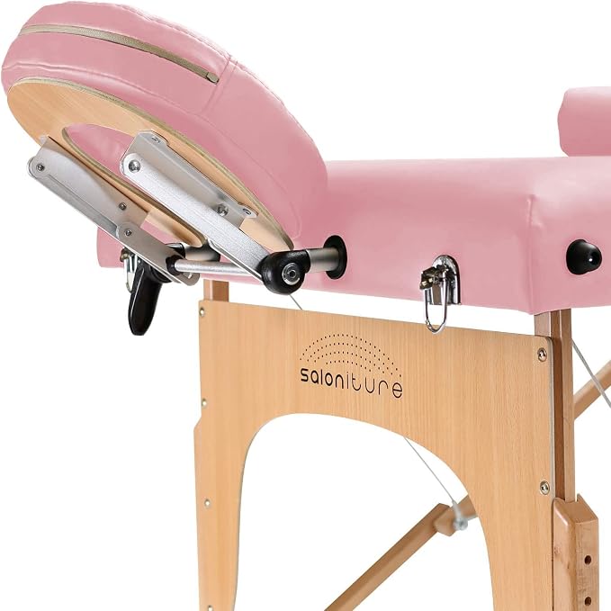 Saloniture Professional Portable Massage Table with Backrest - Pink