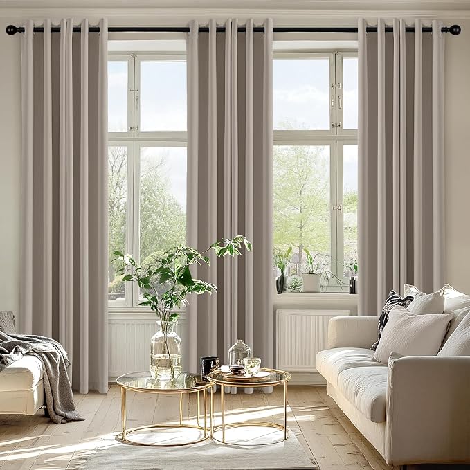 MIULEE Blackout Curtains for Bedroom 2 Panels 40 x 72 Inch Long Stone | Thermal Insulated, Living Room Darkening Grommet Drapes, Noise Reducing, Light Blocking Window Treatments