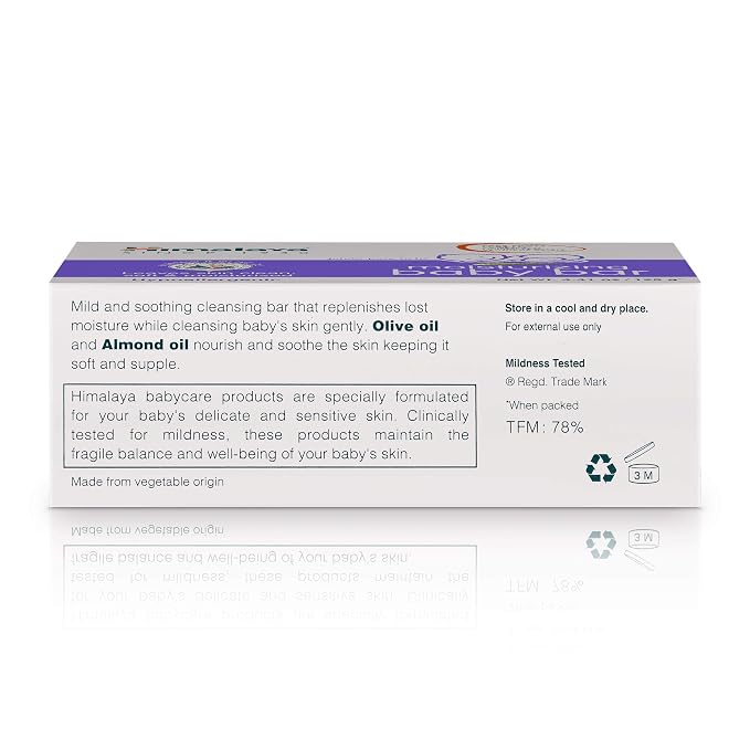 Himalaya Moisturizing Baby Bar, Mild and Moisturizing Bar Soap for Baby, 4.41 oz, 3 Pack