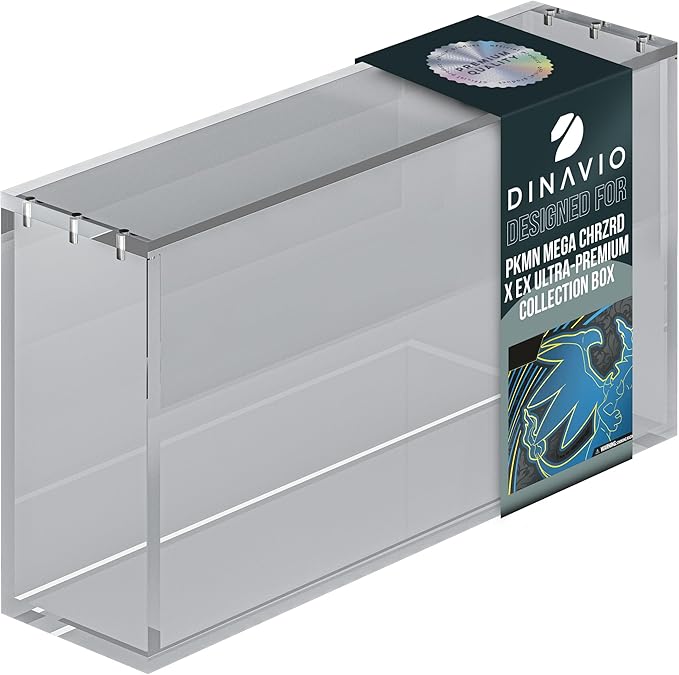 Dinavio Crafthouse Acrylic Display Case for Mega CHARZRD X ex Ultra-Premium Collection UPC and 151 UPC - Magnetic Lid 8+5mm Acrylic with N52 Magnets - Compatible with Mega Charzrd X ex UPC and 151 UPC