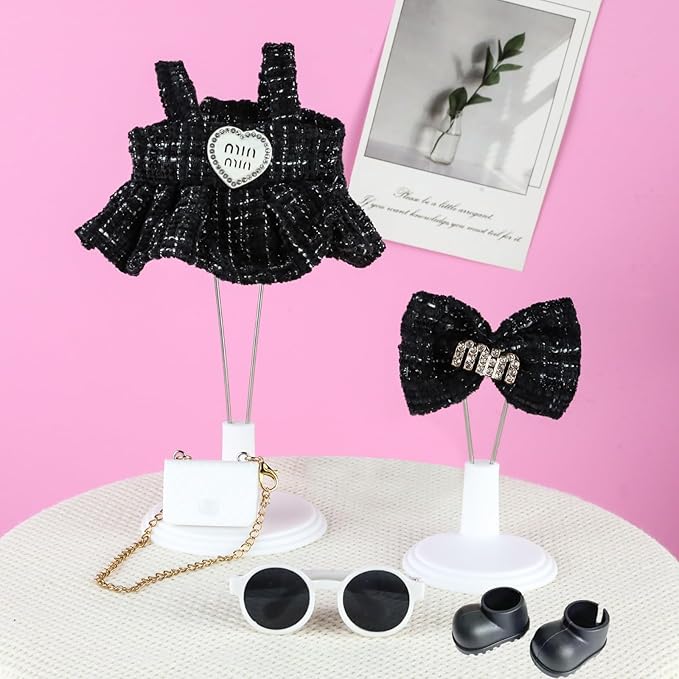 Clothes Set for 17cm Doll(NO Doll) , Handcrafted Crochet Set Clips & Dress, Stylish Premium Outfit with Accessories, Cute for Dress up Unique Style