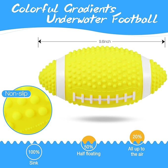 Hiboom Pool Football for Swimming Pool, Waterproof Water Football for Underwater Passing, Dribbling, Pools Toys Ball with Water Filling, Diving Games for Teens Adults(Yellow)