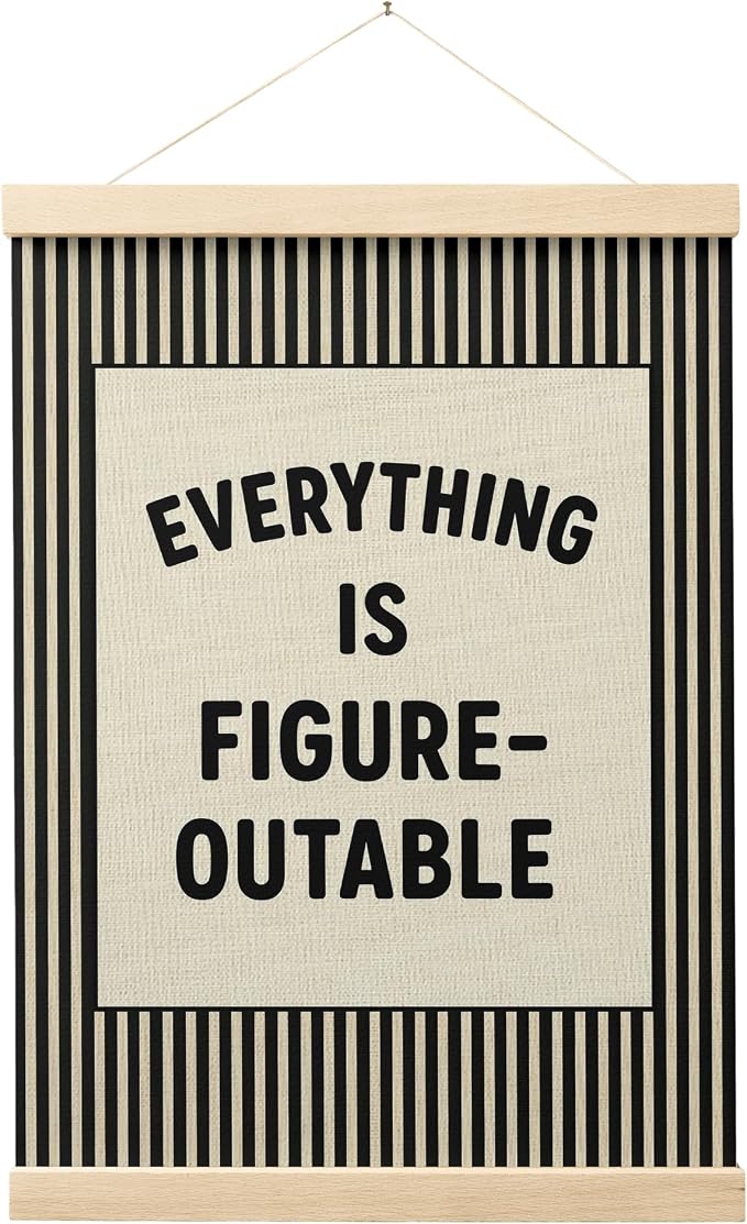 FGFK Everything Is Figureoutable Positive Affirmations Wall Art Poster Hanger Frame, Retro Black Inspirational Canvas Prints Framed Wall Decor for Office Classroom Home Bedroom, 12x16 Inch