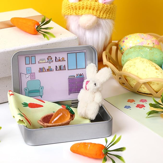 Little Pocket Bunny, Easter Basket Stuffer, Easter Gifts for Kids, DIY Pet Bunny Adoption, Easter Baskets(Beige)