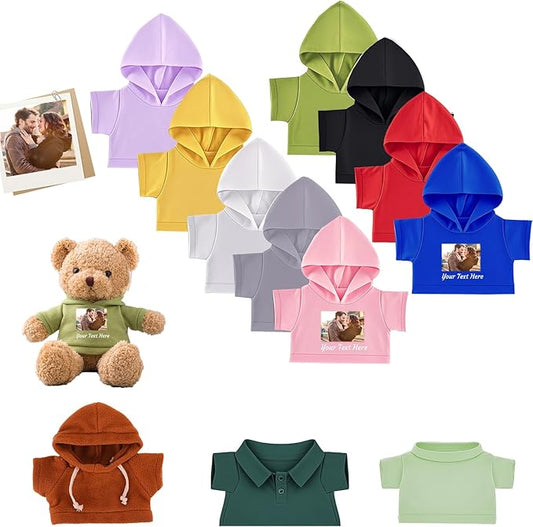 Personalized Teddy Bear Clothes with Photo Name, Custom Stuffed Animal Clothes Fit 8-16 inch Stuffed Bear Clothing, Personalized Doll Clothing Make Your Own Plush Doll Shirt