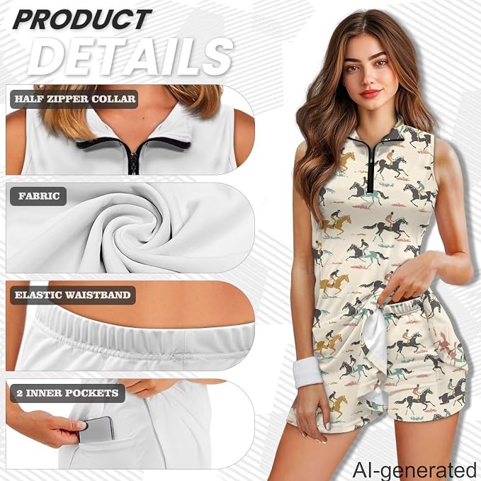 Golf Dress Tennis Dresses for Women with Built in Shorts and Pockets Sleeveless Athletic Dress Workout Dress