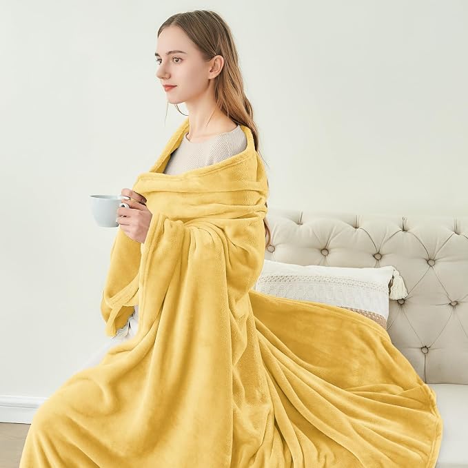 BEDELITE Fleece Blanket Soft Plush Twin Size Blanket Cream Yellow 60"x80" | Ultra Soft Fleece, Plush Microfiber, Lightweight Warmth, All Season Comfort, Fade Resistant, Machine Washable, Couch Sofa Bed