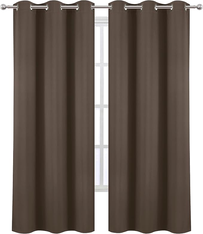 LEMOMO Chocolate Brown Thermal Blackout Curtains/42 x 95 Inch/Set of 2 Panels Room Darkening Curtains for Bedroom